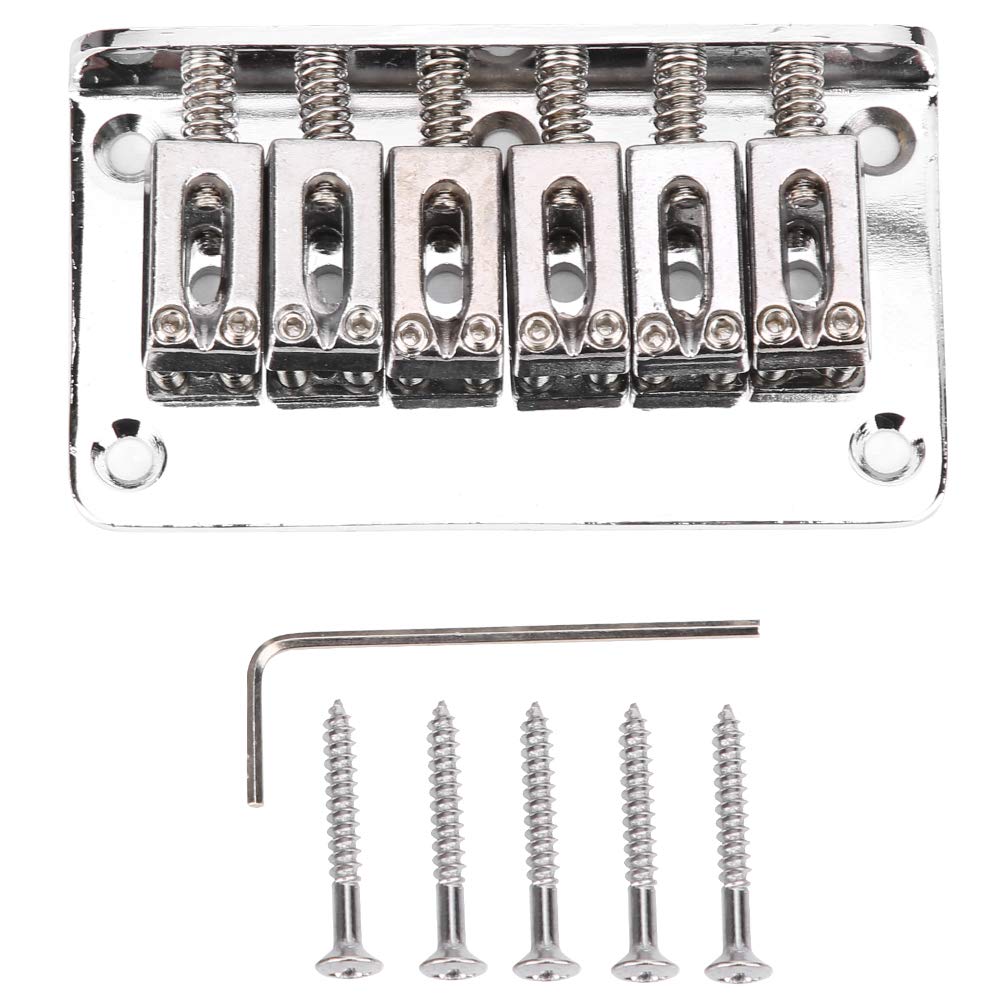 Cosiki Standardstruktur Gitarrenbrücke Kinder Musikinstrumentenzubehör Langlebiges Metall Hervorragende Verarbeitung für E-Gitarrenzubehör Elektrophorese Schwarz 3,1 Zoll Zum Üben (SILVER)