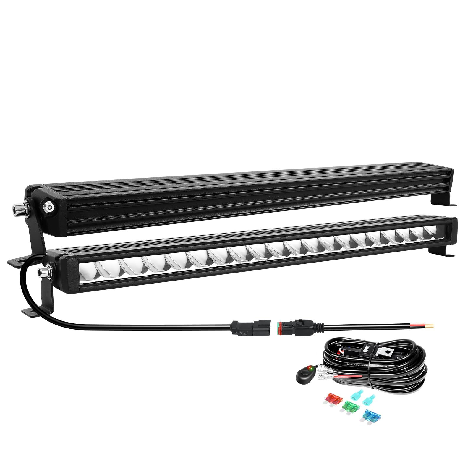 Willpower Pasek LED 58 cm 23 '' 60 W listwa świetlna LED 12 V 24 V pojedynczy rząd dalekiego zasięgu reflektorów LED do 4x4 ciągników samochodowych ciężarówek łodzi terenowych, 6000K Bianco, zestaw