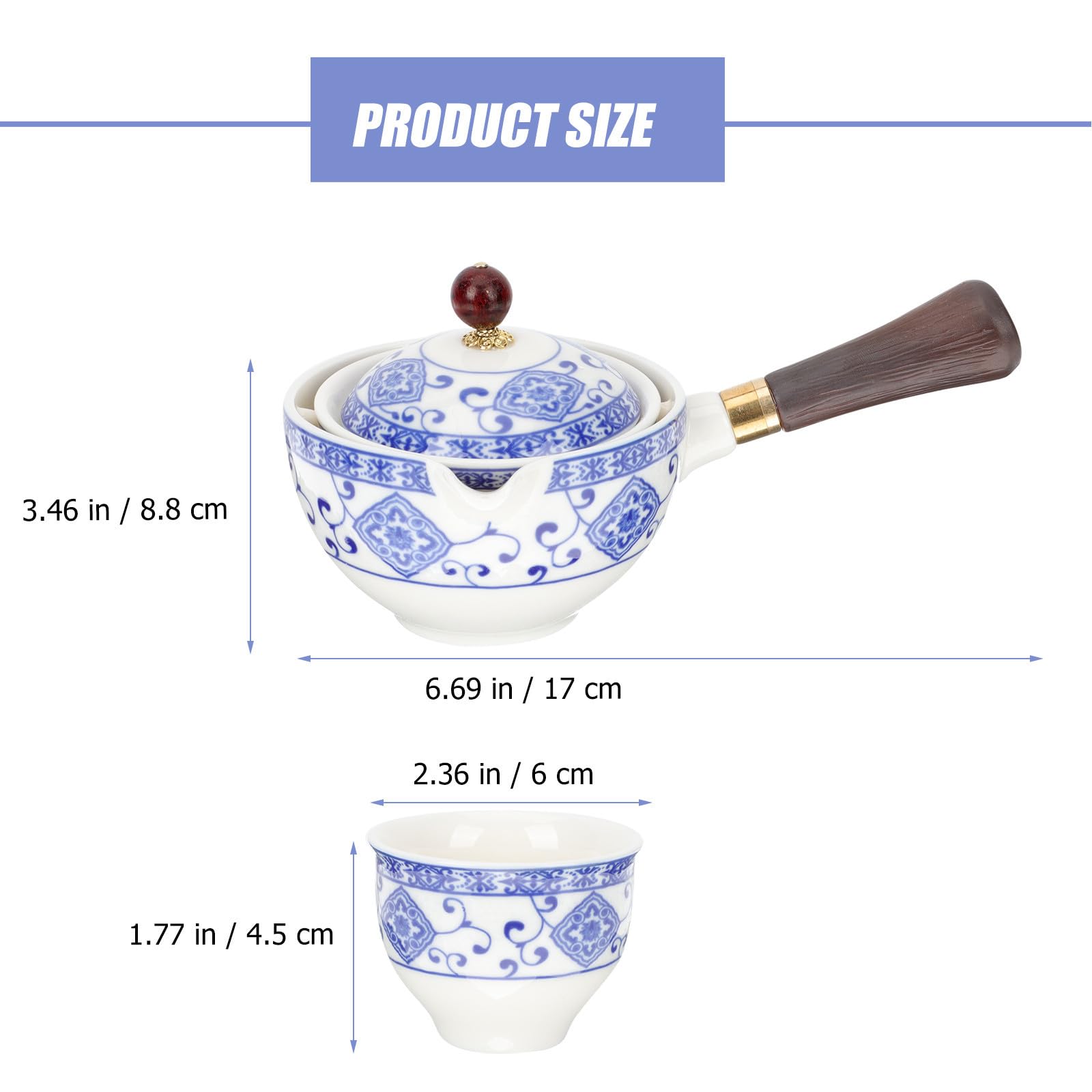 Juego de Té Chino de Cerámica Estilo Chino Tetera y 4 Tazas Fácil de Limpiar y Verter Adecuado para Aficionados al Té en Casa