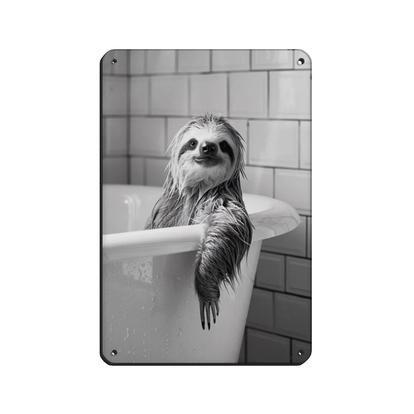 Sloth in The Bathtub, Funny Animal Poster (3) Retro Poster Metal Tin Sign Chic Art Retro Iron Painting Bar People Cave Cafe Family Garage Poster Wall Decoration 8x12inch(20x30cm)