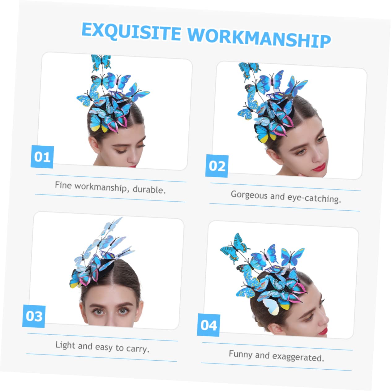 GALPADA 4pezzi Mini Cappello Decorativo con Clip per Forma di Farfalla Accessorio Elegante per Feste e Mascherate Leggero e Resistente Facile da Trasportare per Donne e Amiche