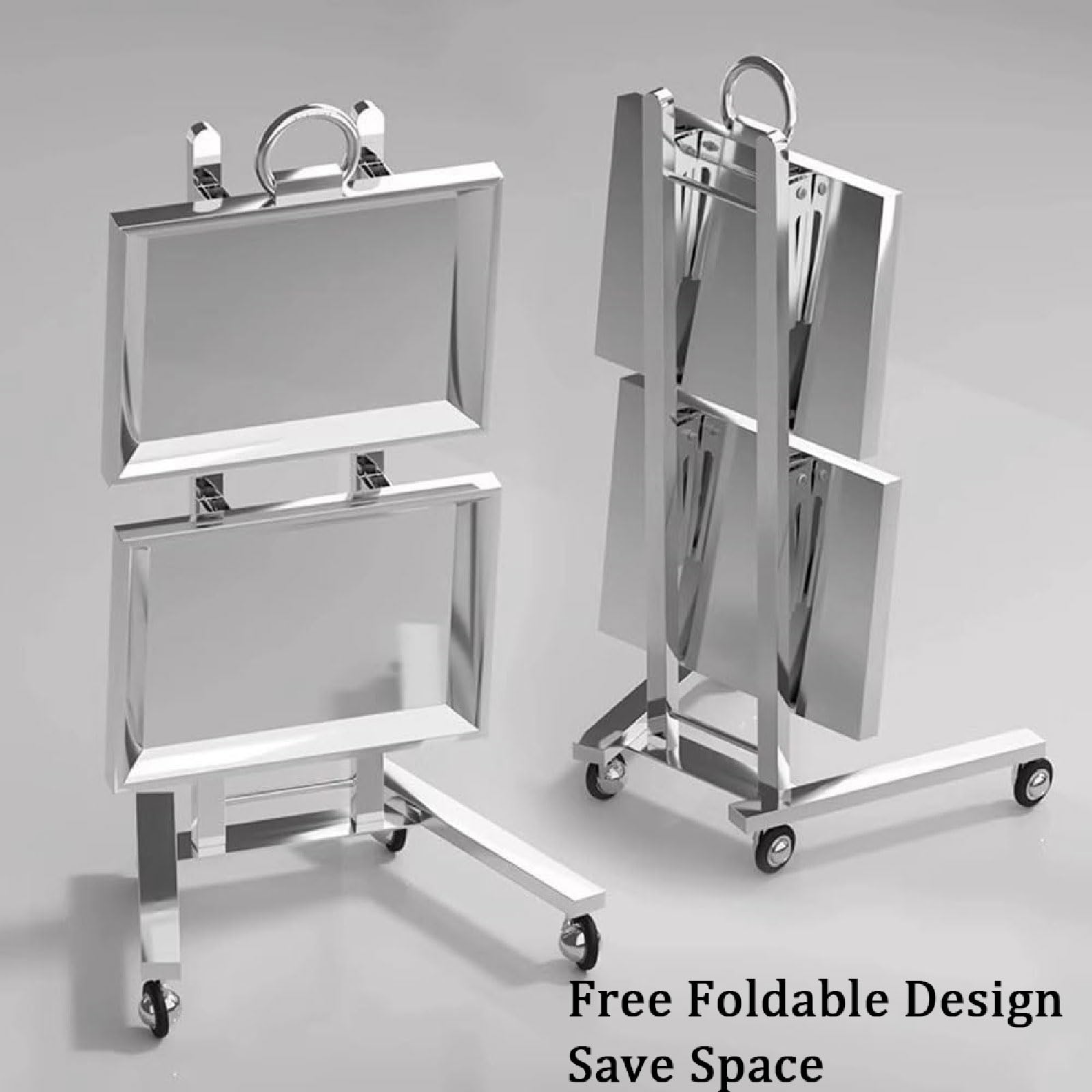 Verdickter Salon-Tablettwagen aus Edelstahl, Faltbarer Trolley-Organizer, Aufbewahrung mit Rädern, Salon-Tablett-Aufbewahrungswagen für Salon-Schönheitssalon
