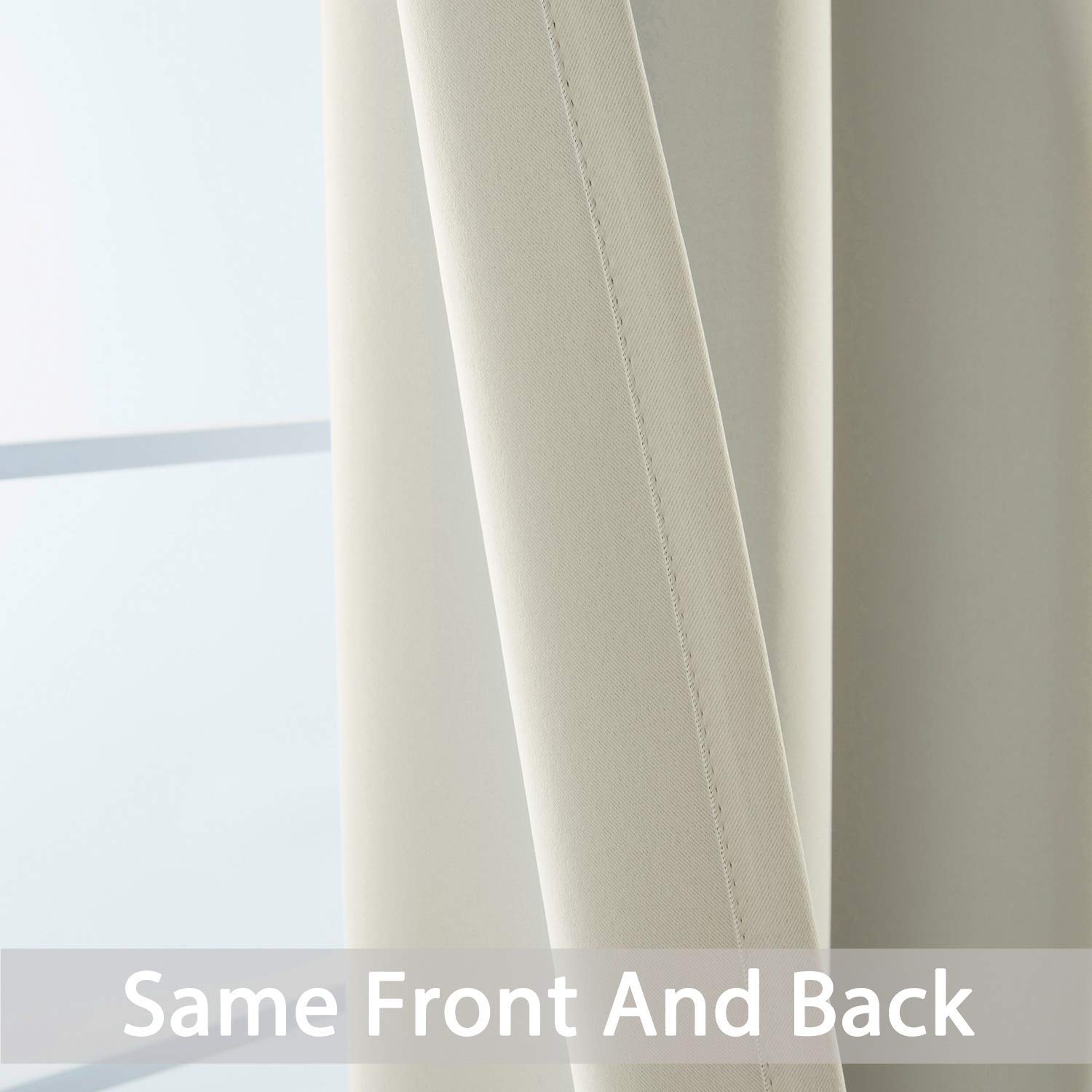 Yakamok 36 Inch Room Darkening Curtains, Blackout Window Panels Thermal Insulated Grommet Top Light Blocking Drapes for Bathroom Basement, 52Wx36L, Light Beige, 2 Panels