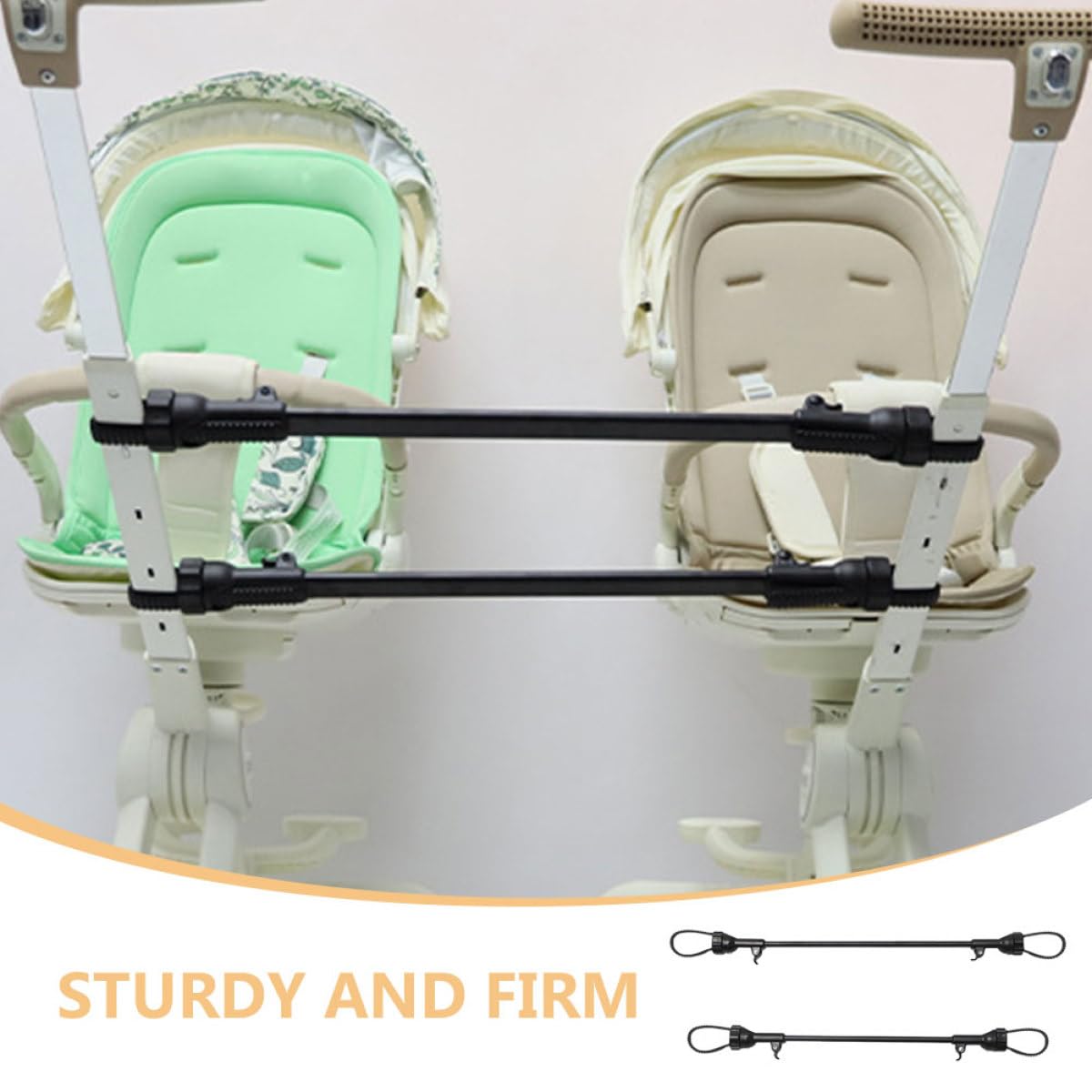 PLAFOPE Conector para Cochecito Doble de Gemelos, Adaptador Ligero y Plegable de Hierro y Plástico, Fácil de Colocar y Quitar, Adecuado para Viajes y Salidas, Pack de 2 Piezas
