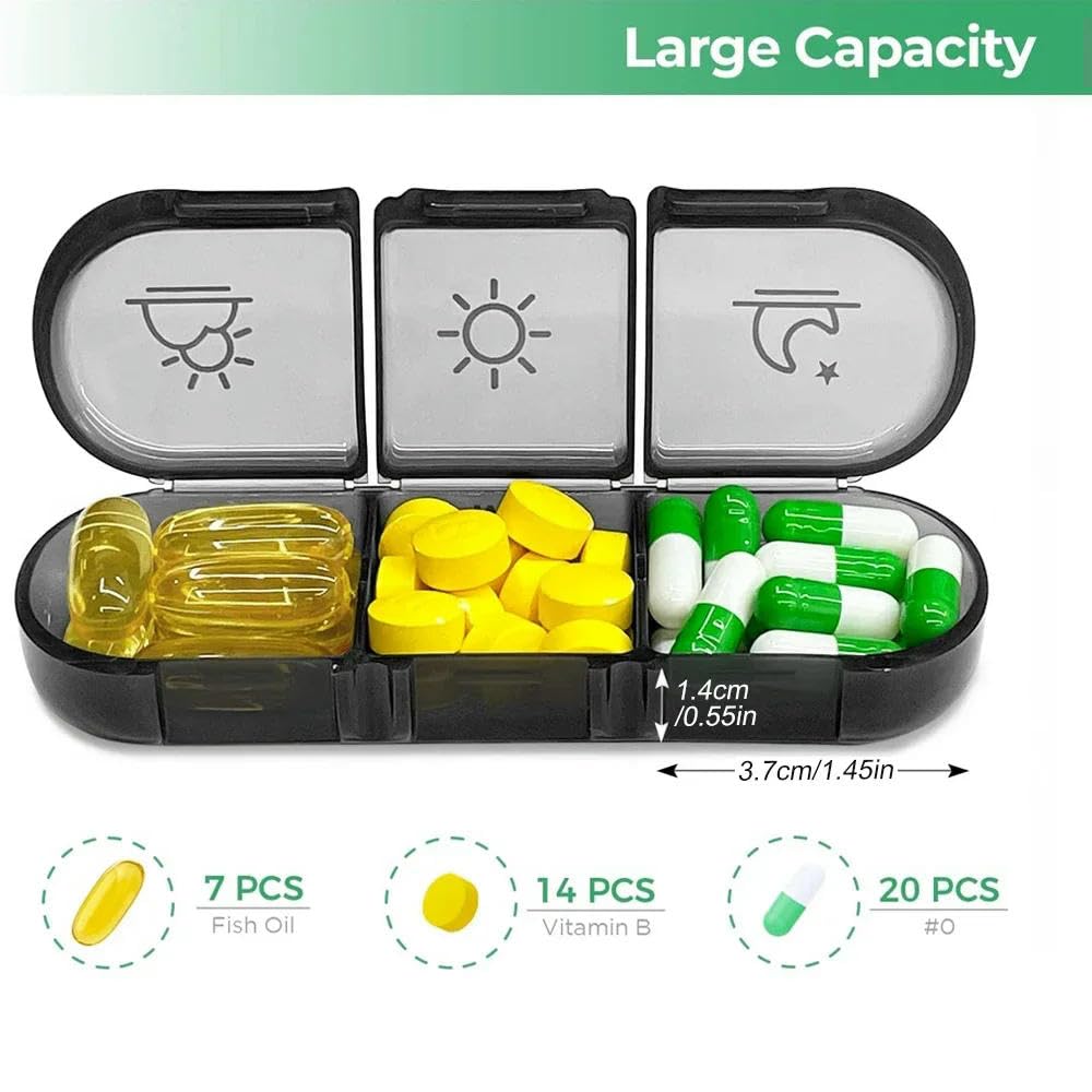 Organizer na tabletki, organizer na 7 tabletek na 7 dni, tygodniowy organizer na tabletki, 3 razy dziennie, przenośne pudełko podróżne, 7-dniowe etui na witaminy, suplementy diety, oleje rybie
