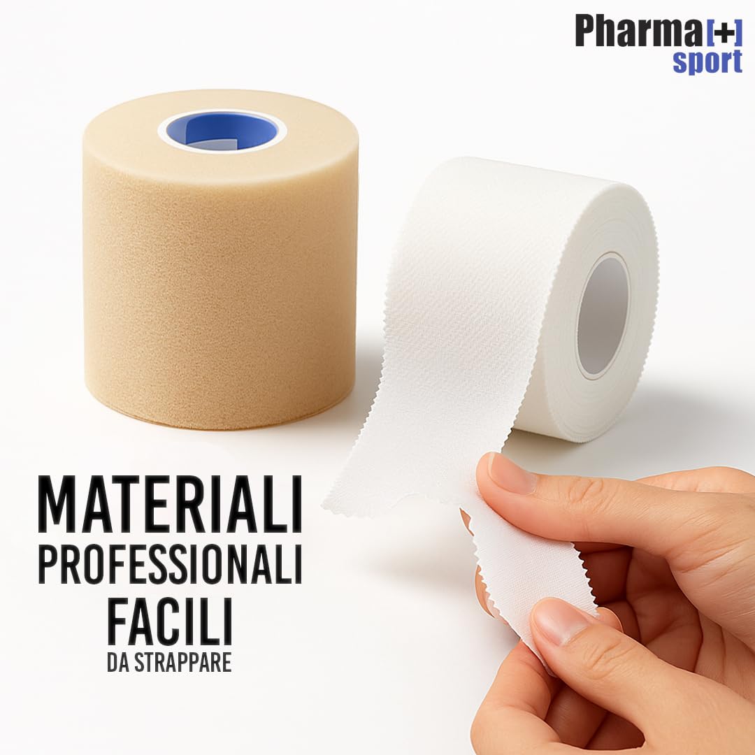 PHARMAPIÙ SPORT Kit Salvapelle + Tape | Protezione Pelle e Supporto Articolare | Kit Pronto all’Uso per Allenamenti e Gare | Made in Italy (Kit Reintegro Team 3+3+3, 9, unità)