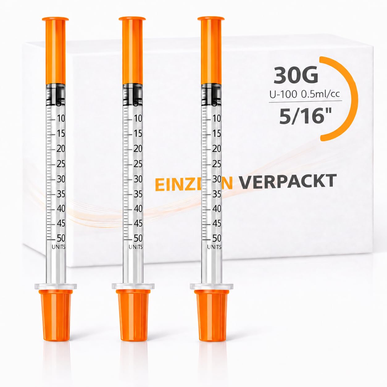 100 tubi dosatori di precisione U100 da 0,5 ml, 30 g x 5/16" (0,3 x 8 mm), confezionati singolarmente per applicazioni di laboratorio e tecniche