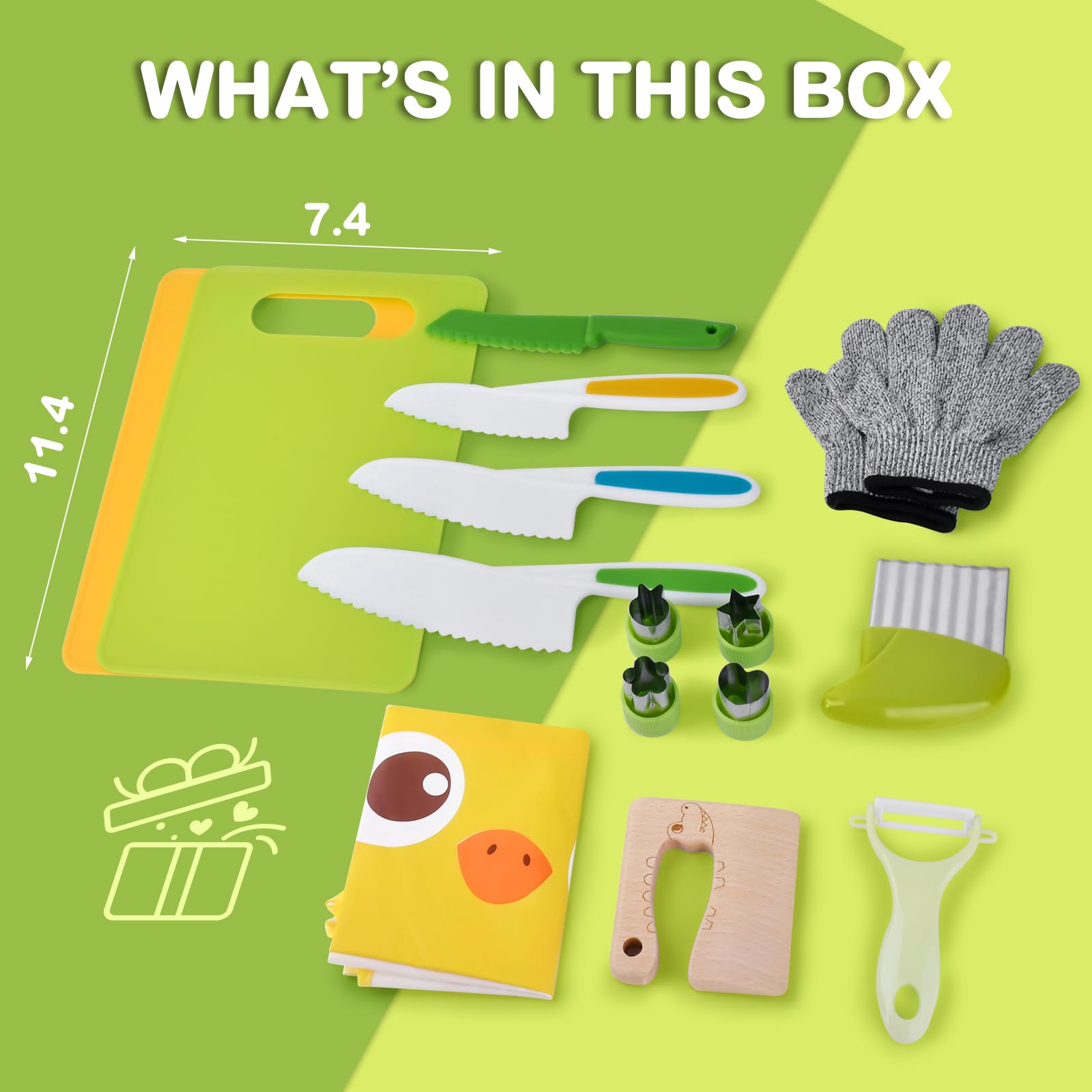 15PCS Montessori Kitchen Toys for Toddlers: Easter Basket Stuffers Gifts for Kids - Kids Safe Cooking Sets Real Knife Set for Real Cooking - Stocking Stuffers Birthday Gifts for Boy Girl - 5