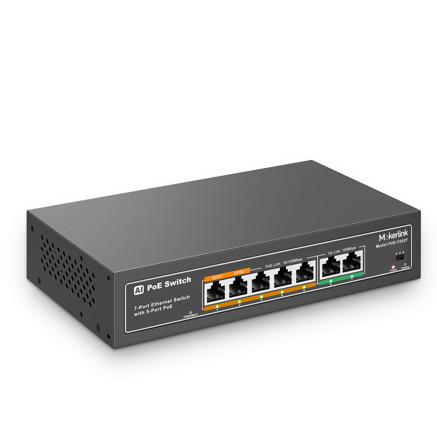 Buy MokerLink 7 Port PoE Switch with 5 PoE+ Port, 2 Uplink, 78W AI