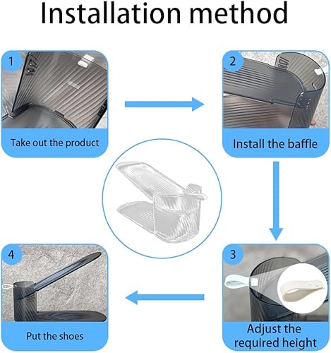 Miniatura 5 de Paquete de 10 ranuras ajustables transparentes para zapatos, estante para zapatos que ahorra espacio para armario, apiladores de zapatos de doble