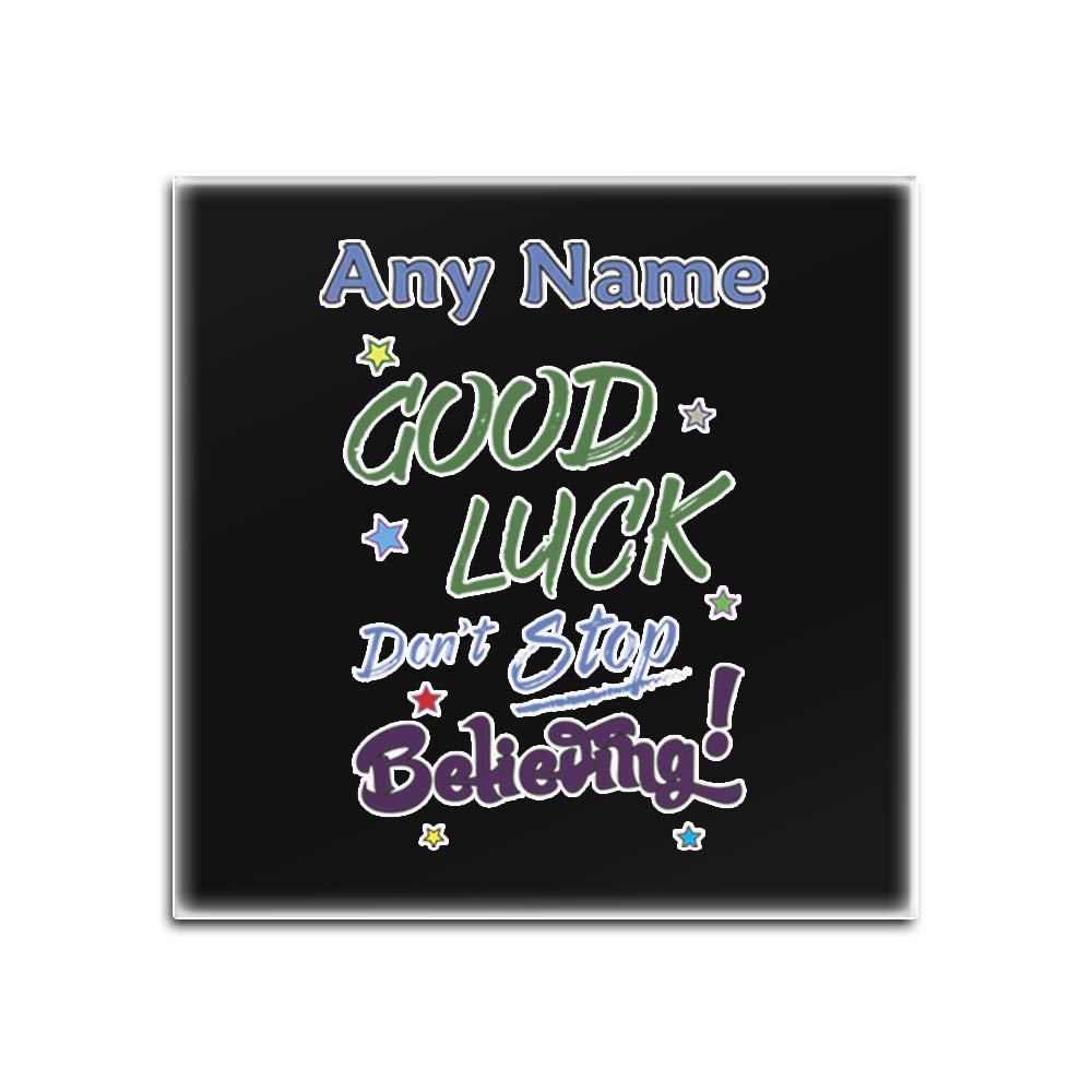 Dessous-de-Verre en Verre Noir Lot de 4 Carrés Imprimés Good Luck