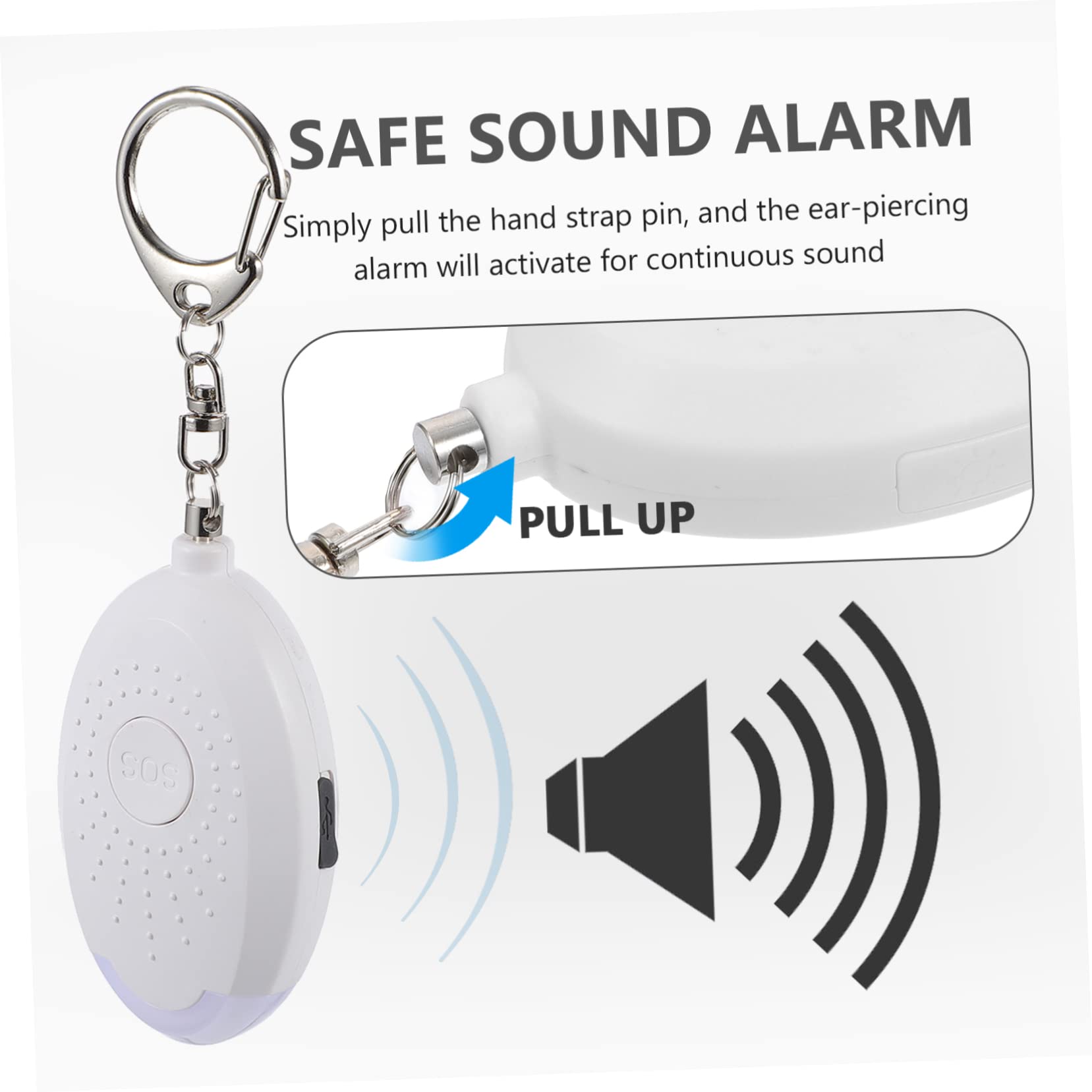OSALADI 3piezas Alarma Personal De Seguridad para Mujeres con Luz Led Dispositivo De Emergencia Recargable para Protección De Mayores para Correr y Uso Nocturno