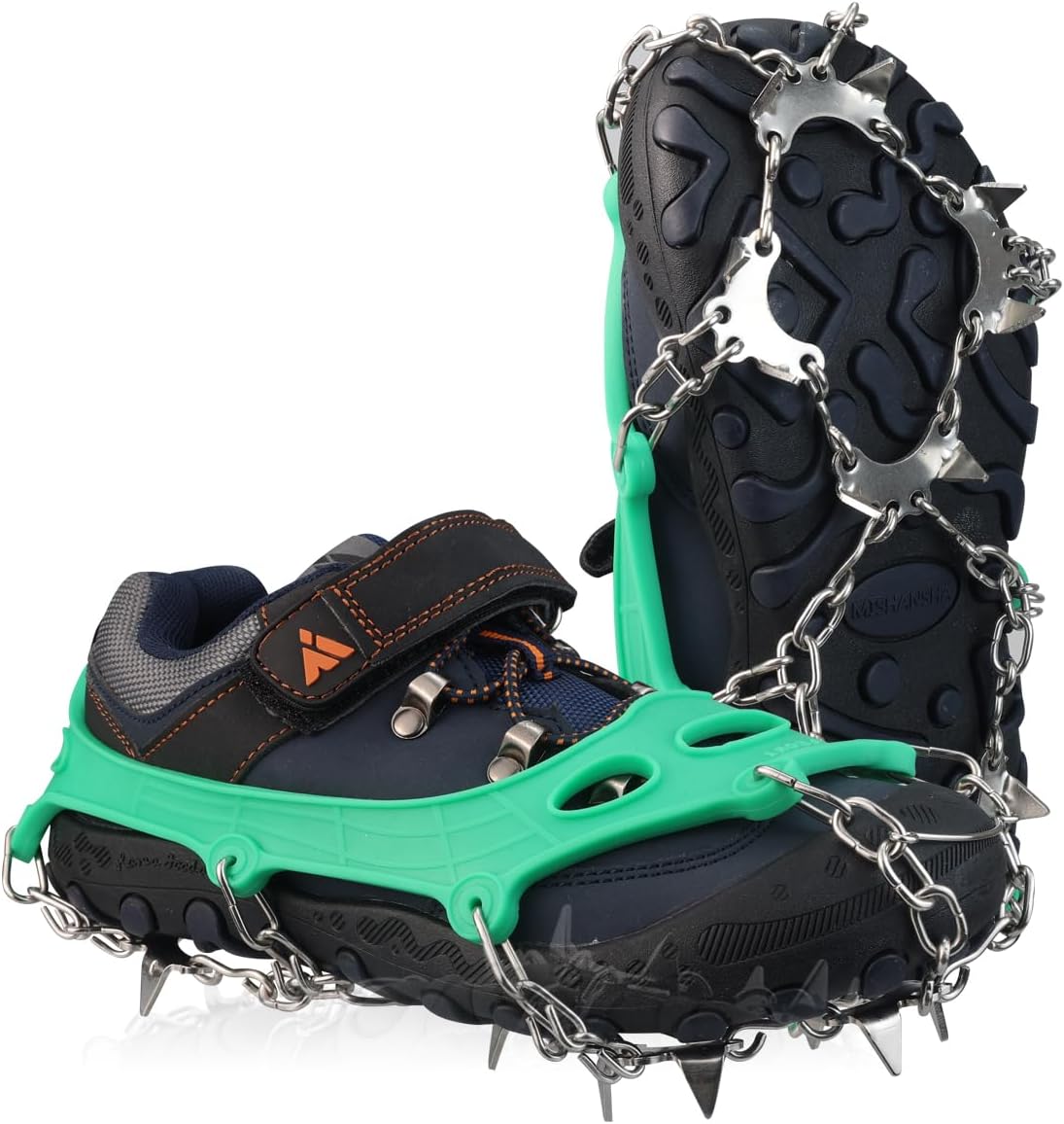 Ice Cleats for Kids, Kids Crampons for Hiking Boots & Shoes, Stainless Steel Anti-Slip Kids Snow Cleats, Ice Snow Grips for Toddlers, Kids and Youth Fishing, Walking, Hiking & Climbing
