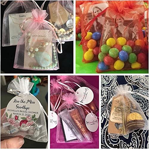 Image of ANZNKU 50PCS Premium Red Organza Bags 5x7 inches Mesh Bags Drawstring, Small Gift Bag for Birthday Party Wedding Favors, Sheer Mesh Pouches Drawstring for Easter Gifts