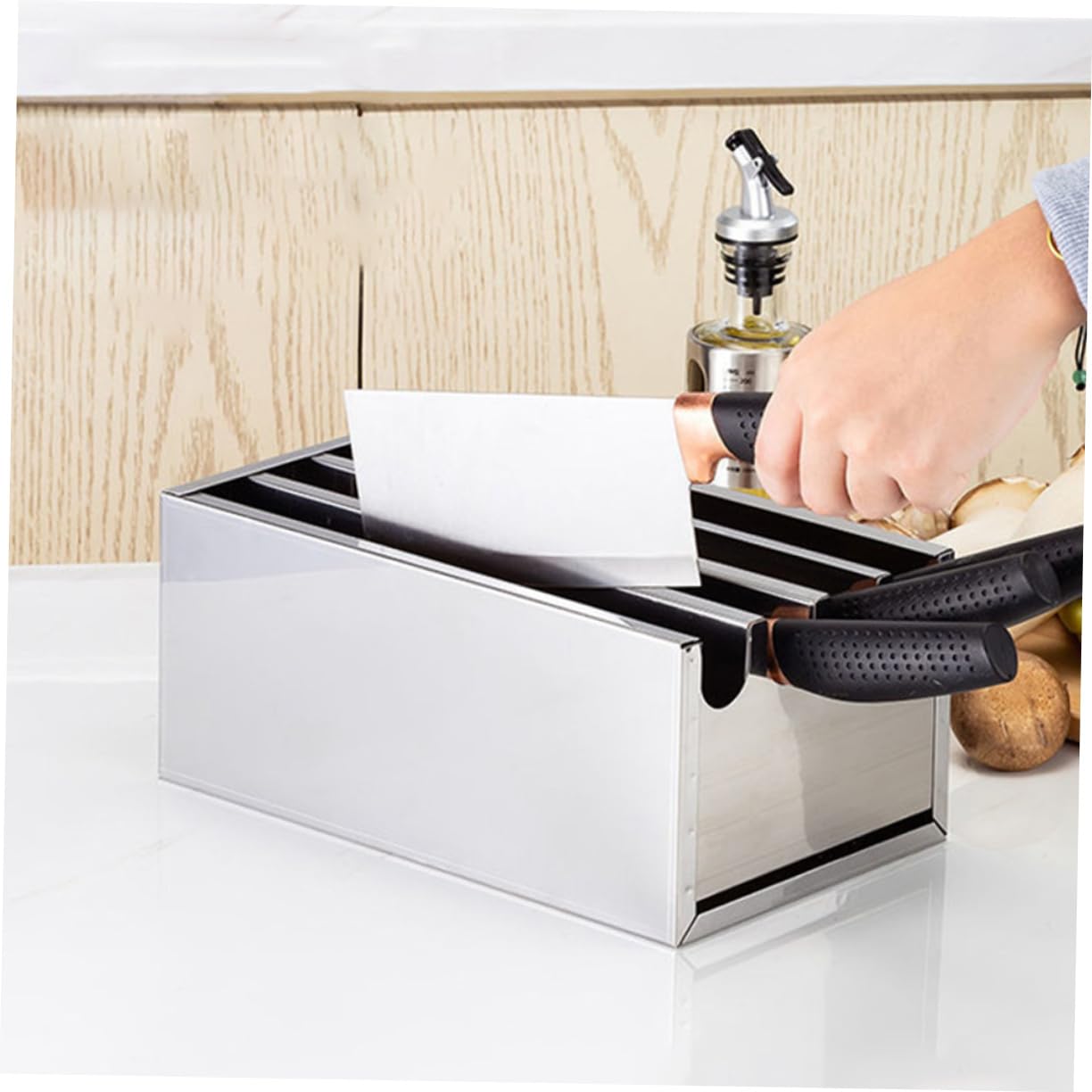 Portautensili Cucina in Acciaio Inox Bianco, Organizer da Banco