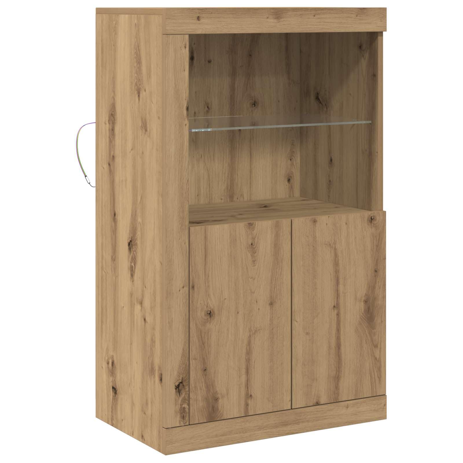 Sideboard LED 60,5 x 37 x 100 cm, in legno di rovere Artisan
