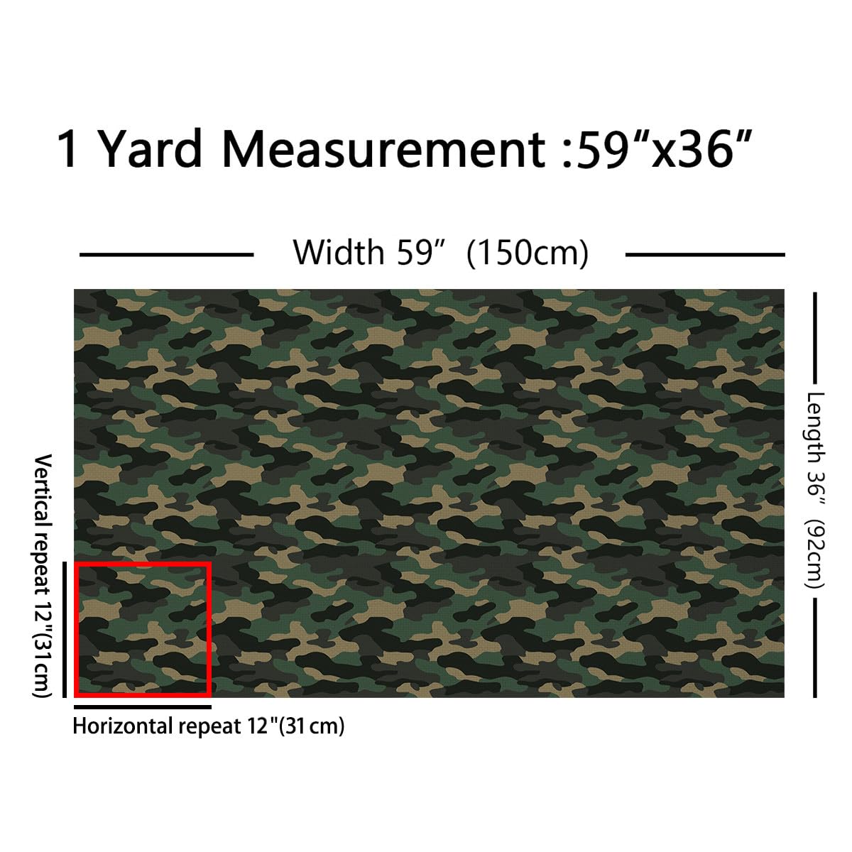 Feelyou The Yard, Camouflage-Polsterstoff für Stühle, dekorativer wasserdichter Outdoor-Stoff, 4,5 m, Grün, Grau, Schwarz