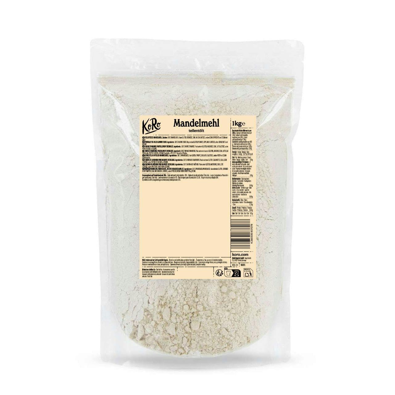 KoRo - Farine d’amande déshuilée 1 kg - Farine low carb, idéal pour régime keto