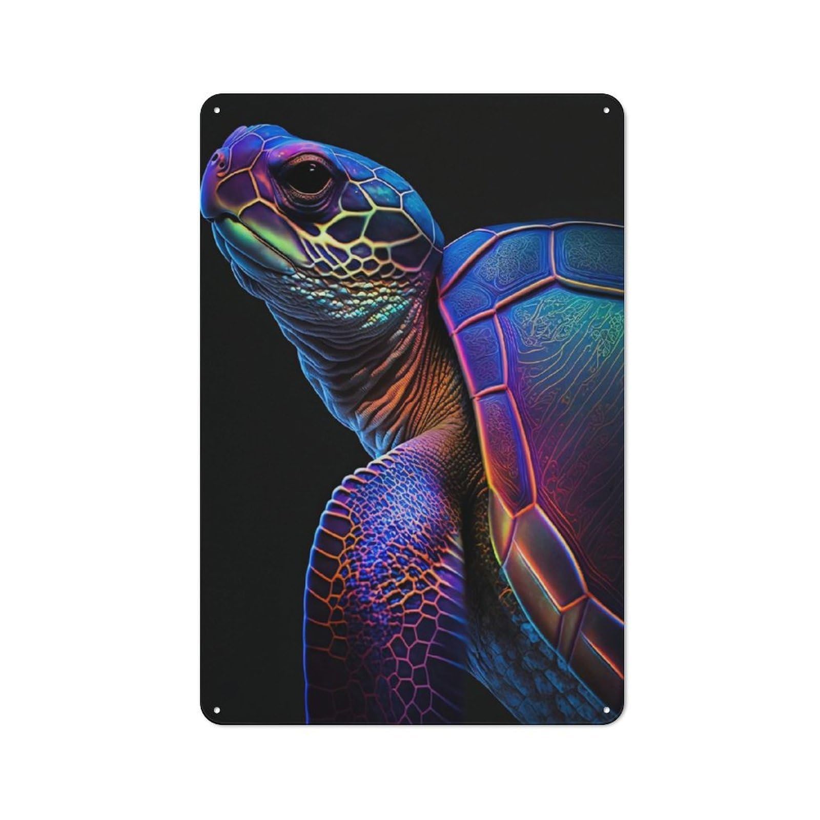 Junmoney Neon Turtle Vintage Metal Sign 30X20cm, Bistro Style Bistro Wall Plaque For Tea Room, Shop Wall Or Breakfast Area