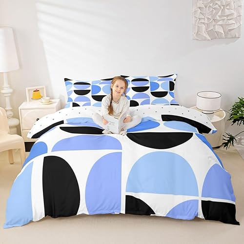 Miniatura 26 de Erosebridal Juego de funda de edredón de mediados de siglo, color naranja, retro, tamaño individual, colorido, arte moderno, geométrico, para niños,