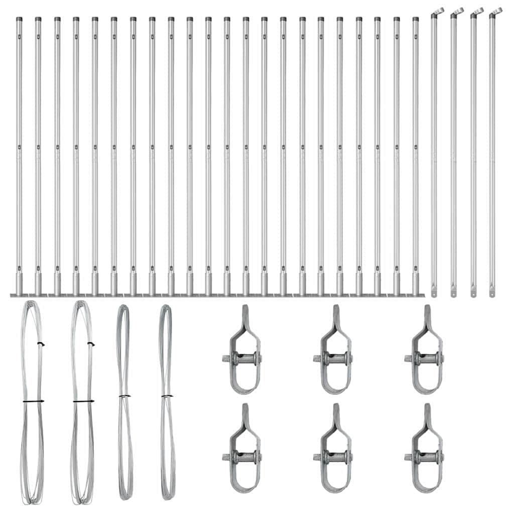Postes de valla para hormigón, acero recubierto de polvo plateado, 26 unidades, para jardín, terraza, parcela y patio, resistente a la intemperie, al óxido y a la corrosión, 170 cm, exterior