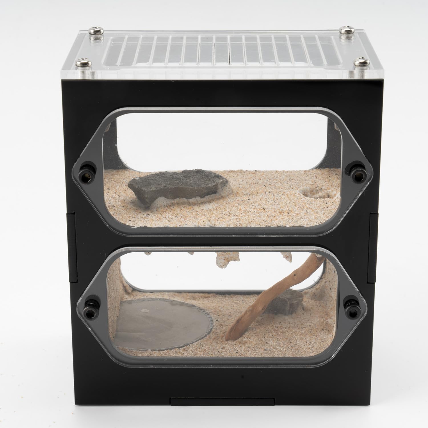 Acrylic Ant Farm Nest – Vertical Observation Formicarium with Red Cover and Simulated Tunnel Structure, Stackable Modular Ant Habitat