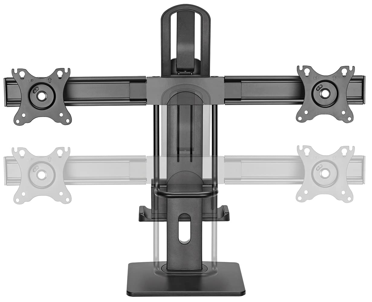 myWall Höhenverstellbarer Tischständer für 2 Flachbildschirme 17" - 27", Belastung 2-6 kg (Pro Bildschirm), VESA