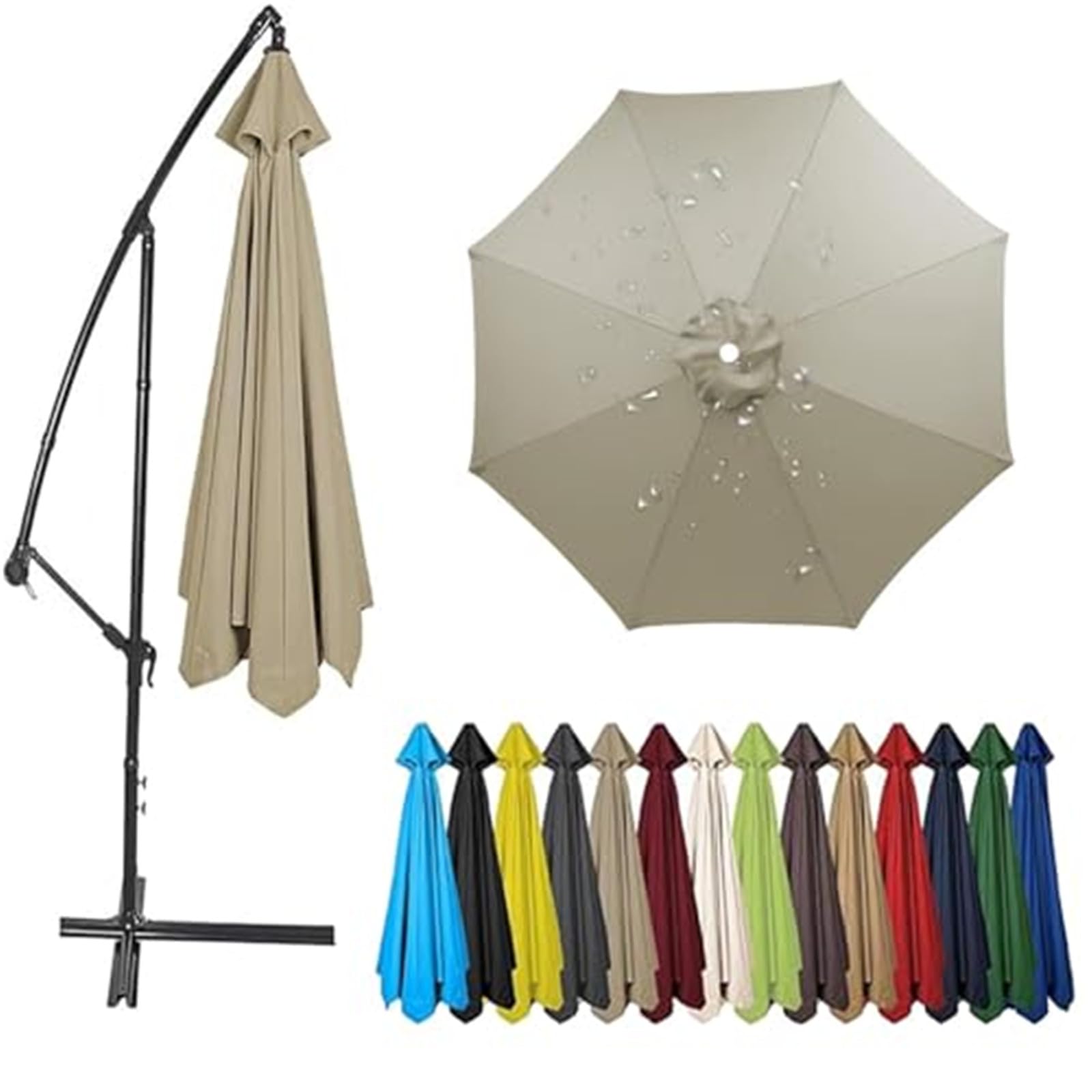 Replacement Parasol Canopy, Sun Umbrella Replacement Parasol Fabric Cover with 6/8 Ribs, Parasol Canopy Cover, Replacement Top for Garden (Roof Canopy Only),D-8-bone-4m