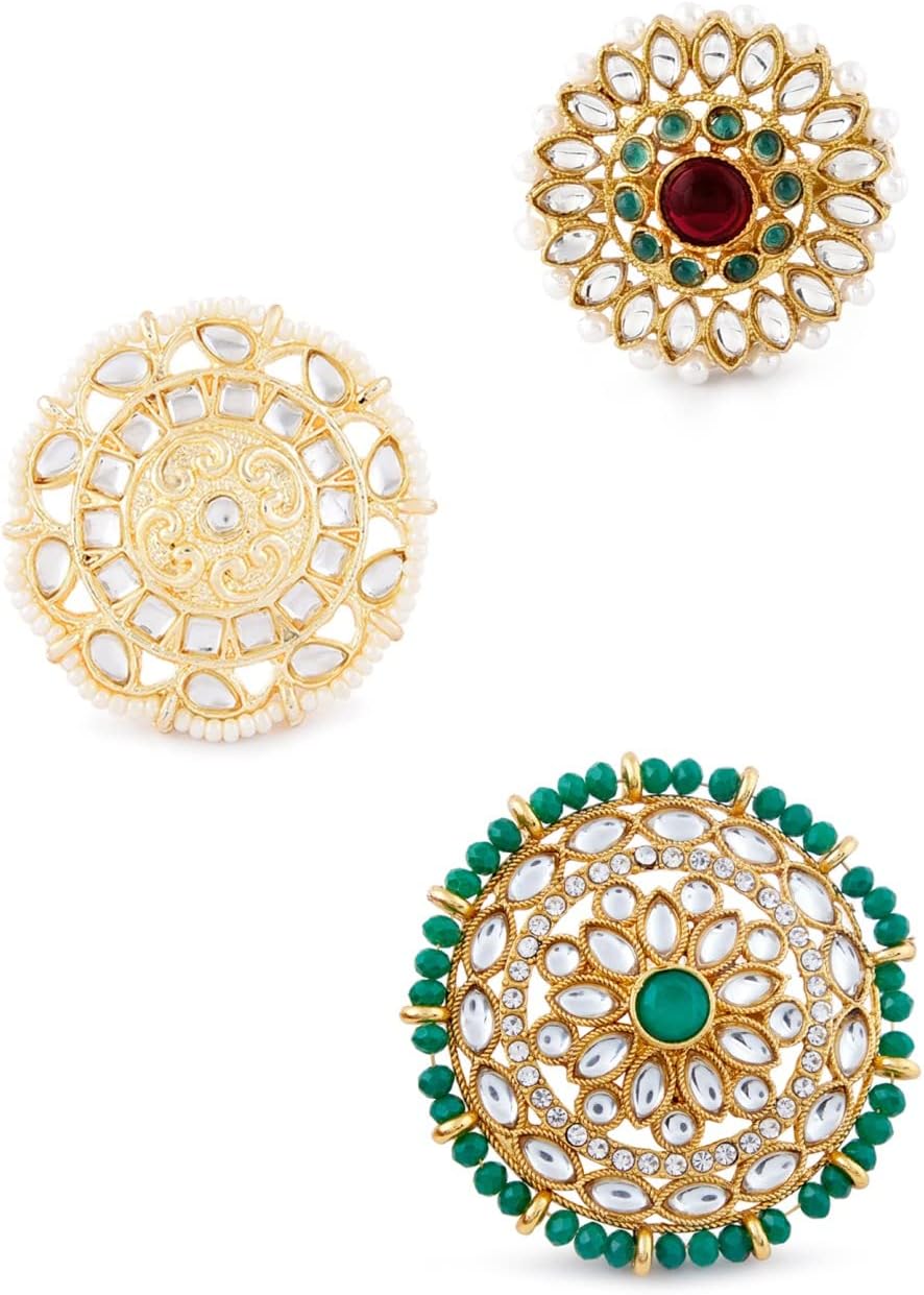 Set Of 3 Wedding Collection Adjustable Finger Rings For Women-ZPFK11491