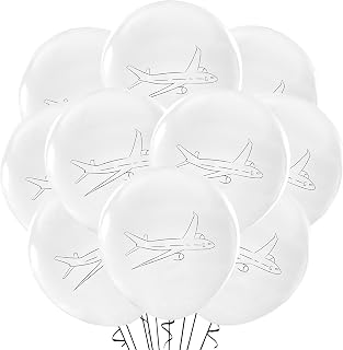 Malayan Products Airplane Balloons 12 Count Latex, Airport Birthday Party Pilot Decorations, Flight Attendant Theme Travel Event, 12Inch Standard Size (Airplane)