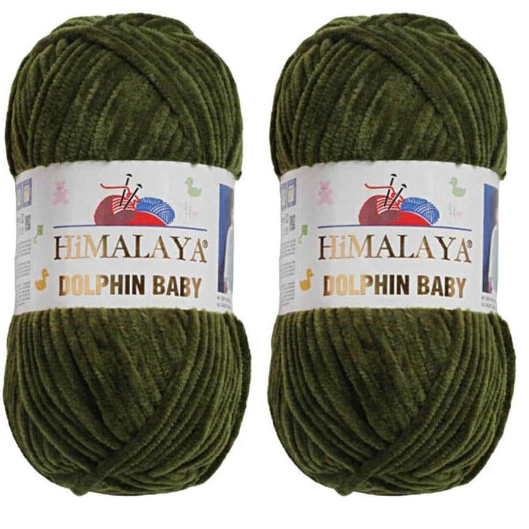 Himalaya Dolphin Baby Yarn 2 X 100g Skeins Super Bulky Yarn for Knitting/Crochet Ideal for Cardigans Shawls Blankets Hats and Home Textiles (2, 80361 Khaki)