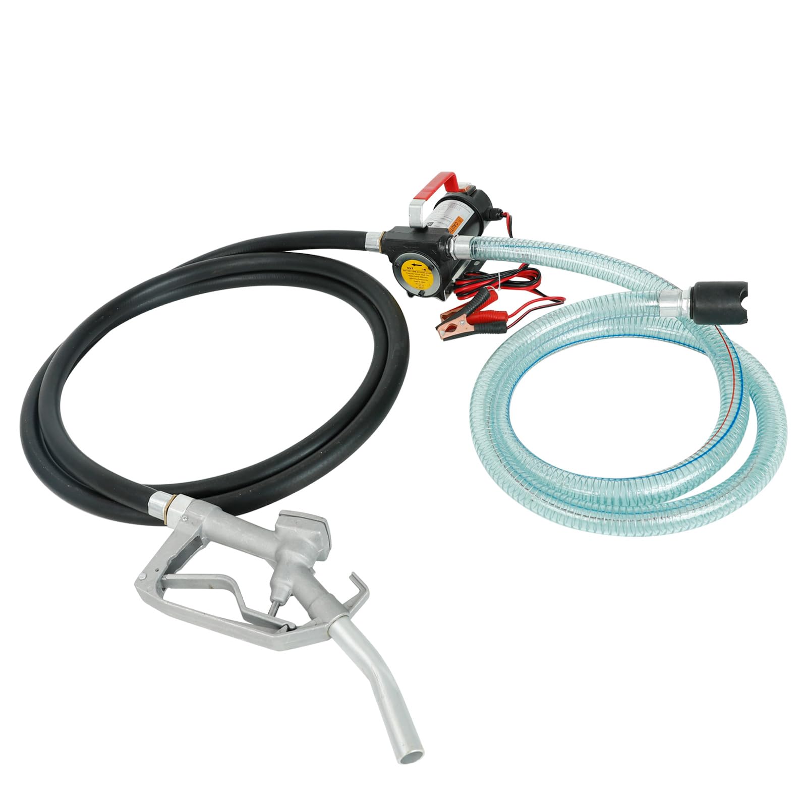 LAPPPLSP Diesel Oil Fuel Transfer Pump Kit, 12V DC 11GPM Electric Self-Priming Fuel Pump with w/Discharge Suction Hose & Nozzle, for Diesel Bio Kerosene Oil