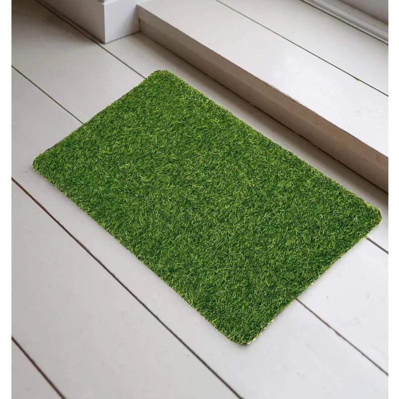 PVC Artificial Green Grass Door Mat for Home Entrance Balcony Bathroom Anti Slip Floor Mat Durable Turf Mat Easy Clean, 40 x 60 cm, Pack of 2-image-26