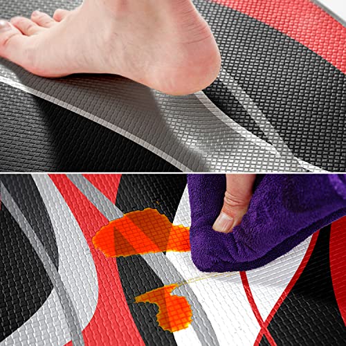 Fnlndo Red And Black Kitchen Rugs And Mats For Floor Anti Fatigue Kitchen Rugs Set Of 2 Red Modern Art Non-Skid Washable Kitchen Mats For Kitchen Sink Laundry (Red, 17.5"X29.5"+17.5"X47") #TOP4