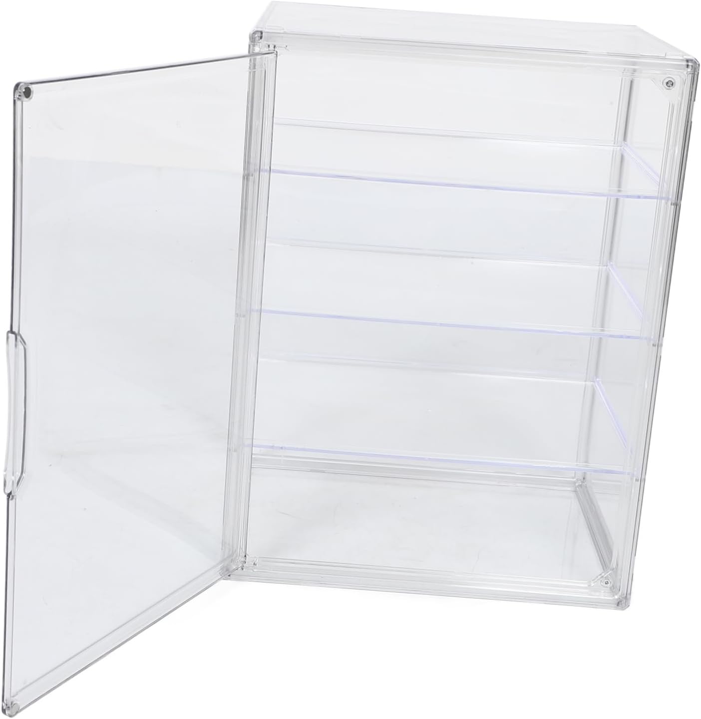 Adjustable Clear Pastry Display Case with Magnetic Door for Kitchen Countertop Bread Storage Acrylic Bakery Display Cabinet with Space-saving Design and Clean Shelves for Fresh Bread and Desserts