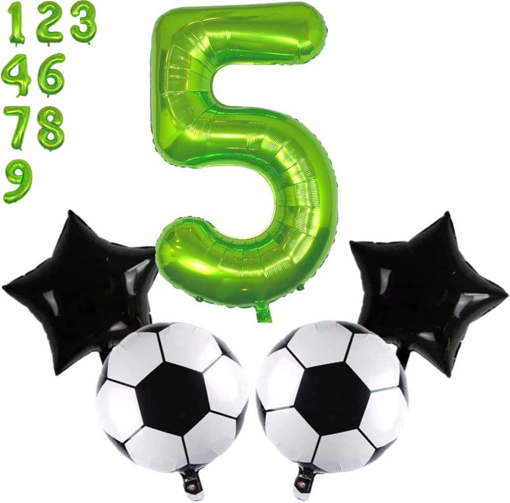 Photo 1 of DIWULI Soccer Party Decorations Set - Number 5 Balloon Green, Soccer Balloons, Soccer Decorations, Soccer Birthday Party Supplies, Soccer Ball Balloons Themed 5th Birthday Party, Big Green Balloons 5: Five