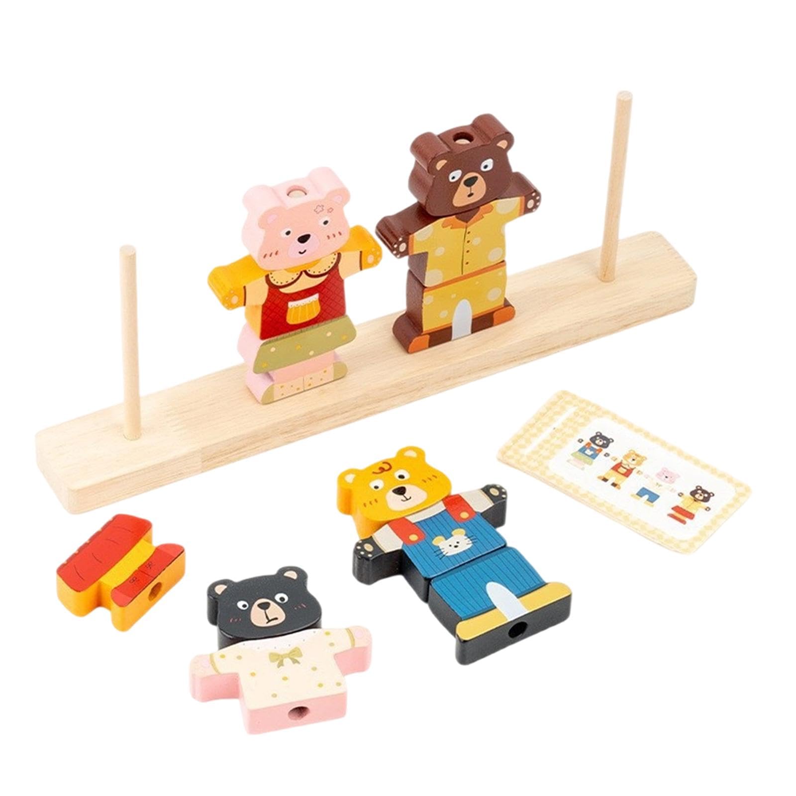 Gioco di Abbinamento di Abiti per Bambini, Perline di Legno, Set di Sequenze.