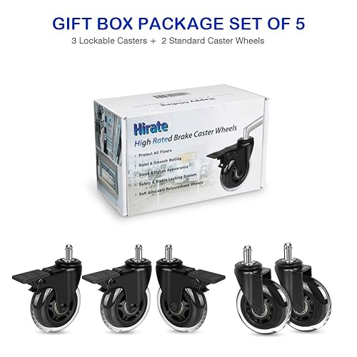 Miniatura 7 de Hirate Paquete de 5 ruedas para silla (3 con frenos, 2 sin), 3 pulgadas, con bloqueo de 3 pulgadas, repuesto de ruedas giratorias universales de 716