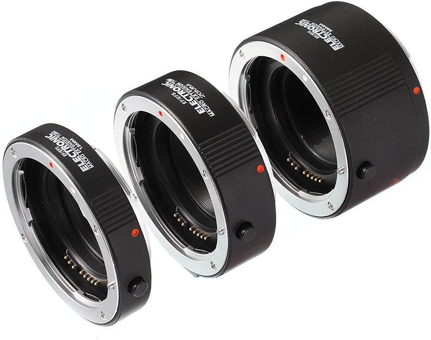 Fotga Electronic Auto Focus Macro Extension Tube Set for Canon EOS EF & EF-S Mount 5D2 5D3 5DIV 5DS 5DSR 6D II 7D/7DII 77D 80D 650D 750D 800D 1300D 1500D DSLR Cameras, 13mm+20mm+36mm Set