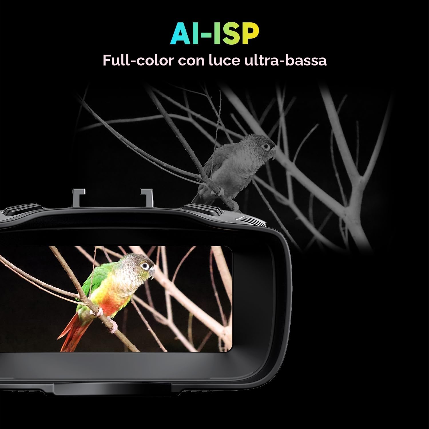 AKASO Seemor-200 Visione Notturna - Binocolo ad Infrarossi a Colori 4K per Adulti, Archiviazione Foto e Video Tramite APP Abilitata, AI-ISP, 1000M, Zoom Digitale 16x per Campeggio, Caccia e Sicurezza