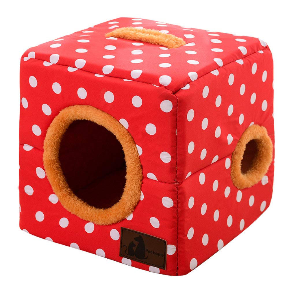 Lit pour chat chaud avec coussin moelleux et dôme semi-couvert