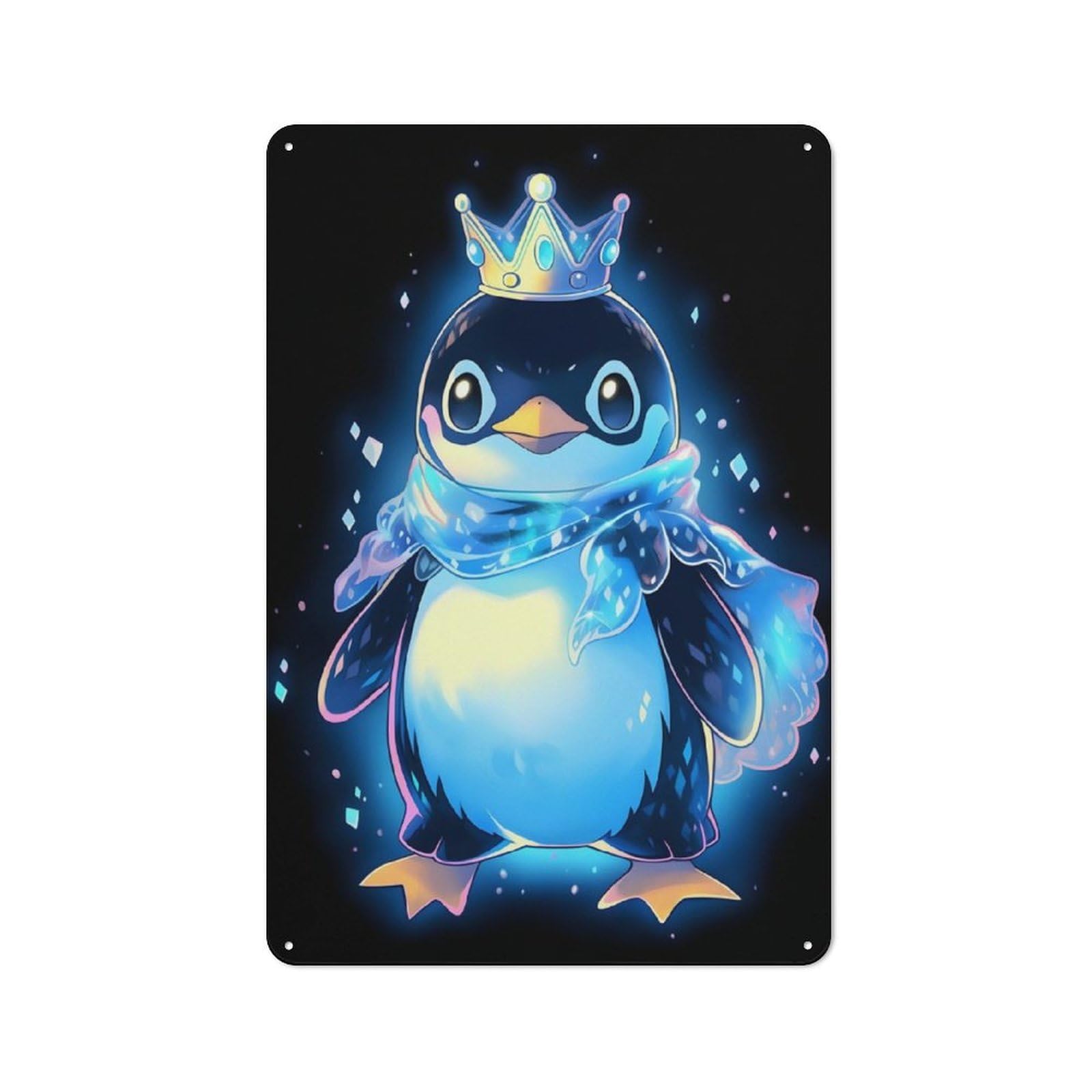 Junmoney Cool Penguin King Retro Vintage Tin Sign 30X20cm, Retro Room Decor For Lounge, Study, Pub Or Wall Gallery