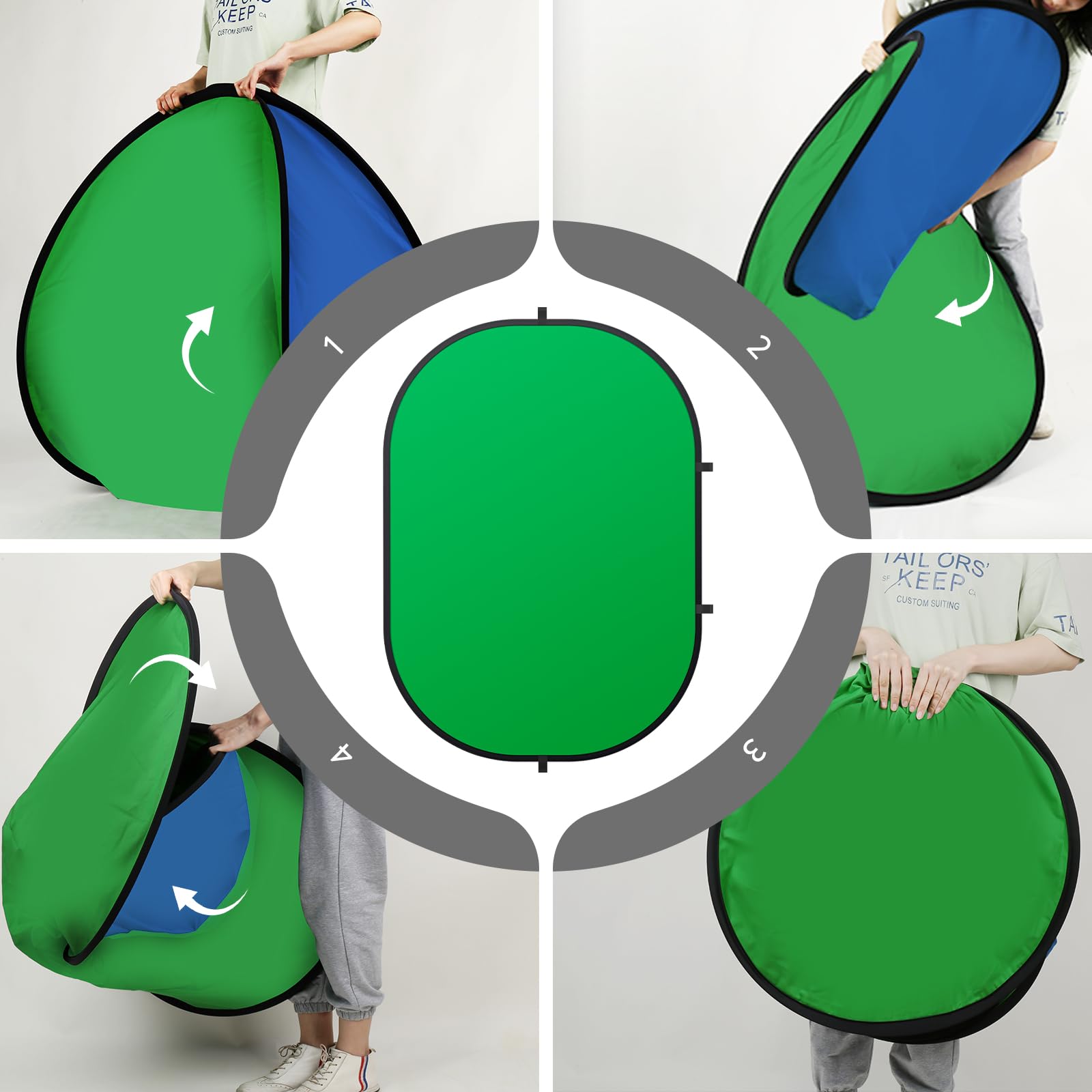 100 x 150 cm, sfondo verde per fotografia, schermo verde su entrambi i lati e schermo blu, sfondo pieghevole e reversibile 2 in 1 per fotografia, video di YouTube e live streaming