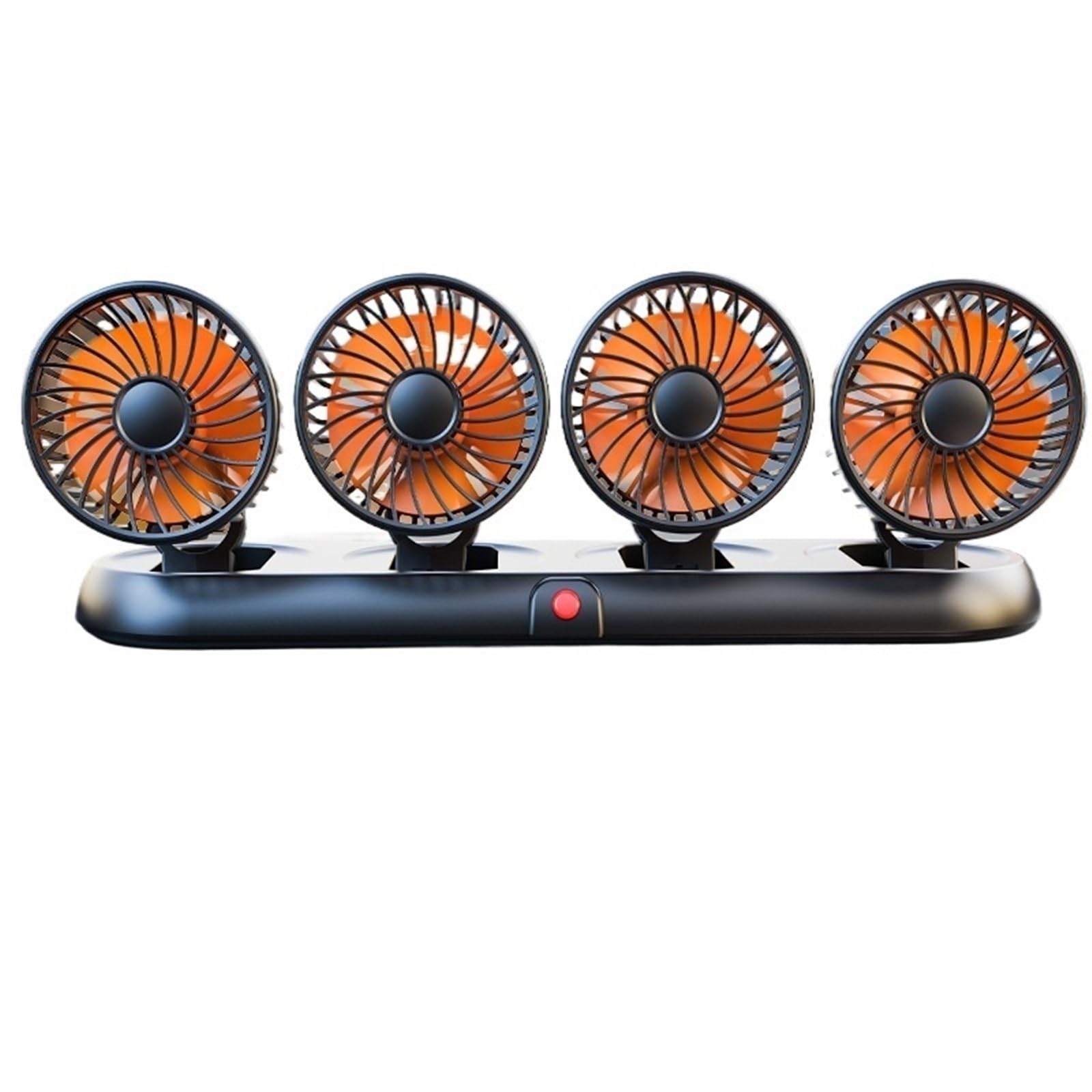 Ventilatore Elettrico Automobilistico Regolabile A 360° Auto USB 5V/12V/24V | Ventola USB 5V//12V/24V Ventola silenziosa per auto a 3 velocità per casa, scrivania, ufficio e auto(Orange 4-head 24V)