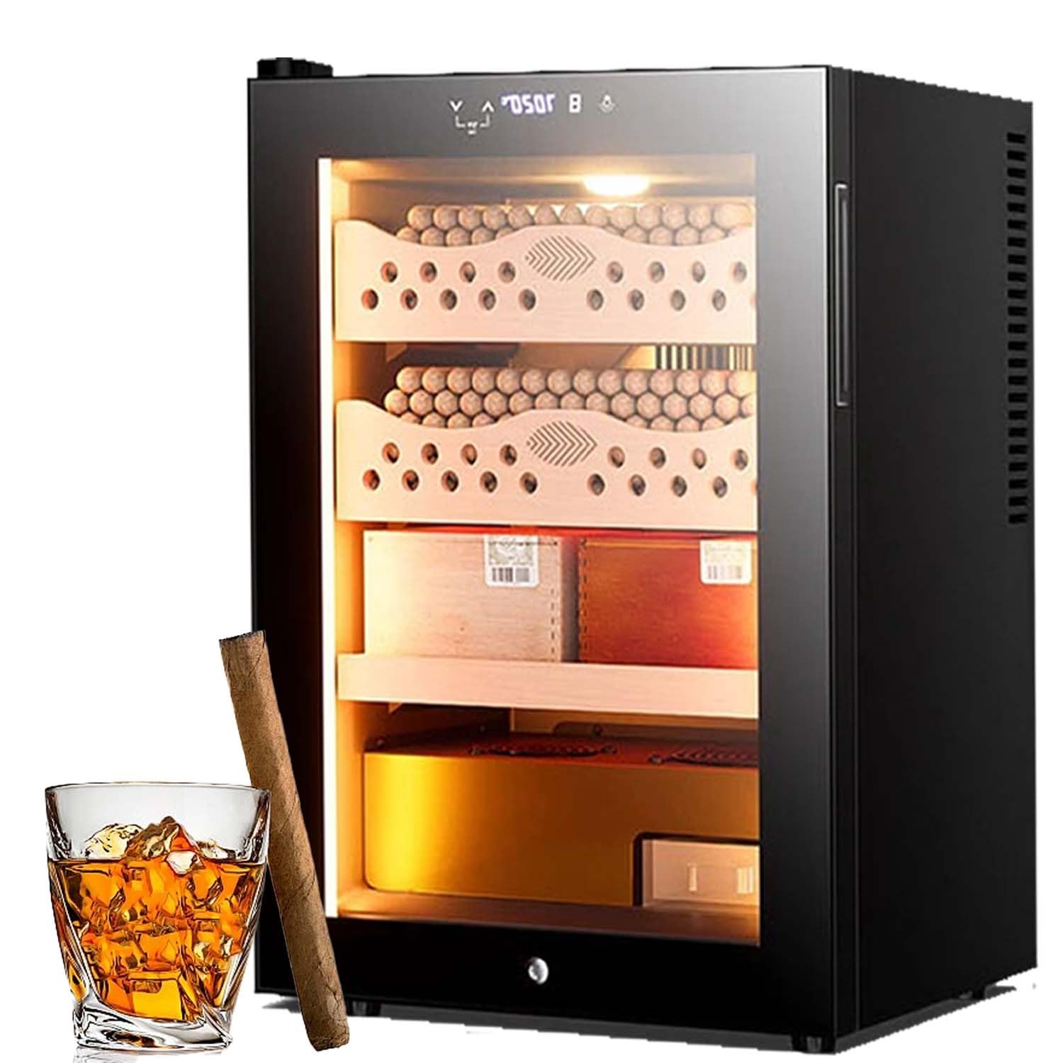 Humidificador para puros de 50 litros, con pantalla táctil, para almacenar 200-300 puros o botellas de vino, almacenamiento profesional para envejecimiento