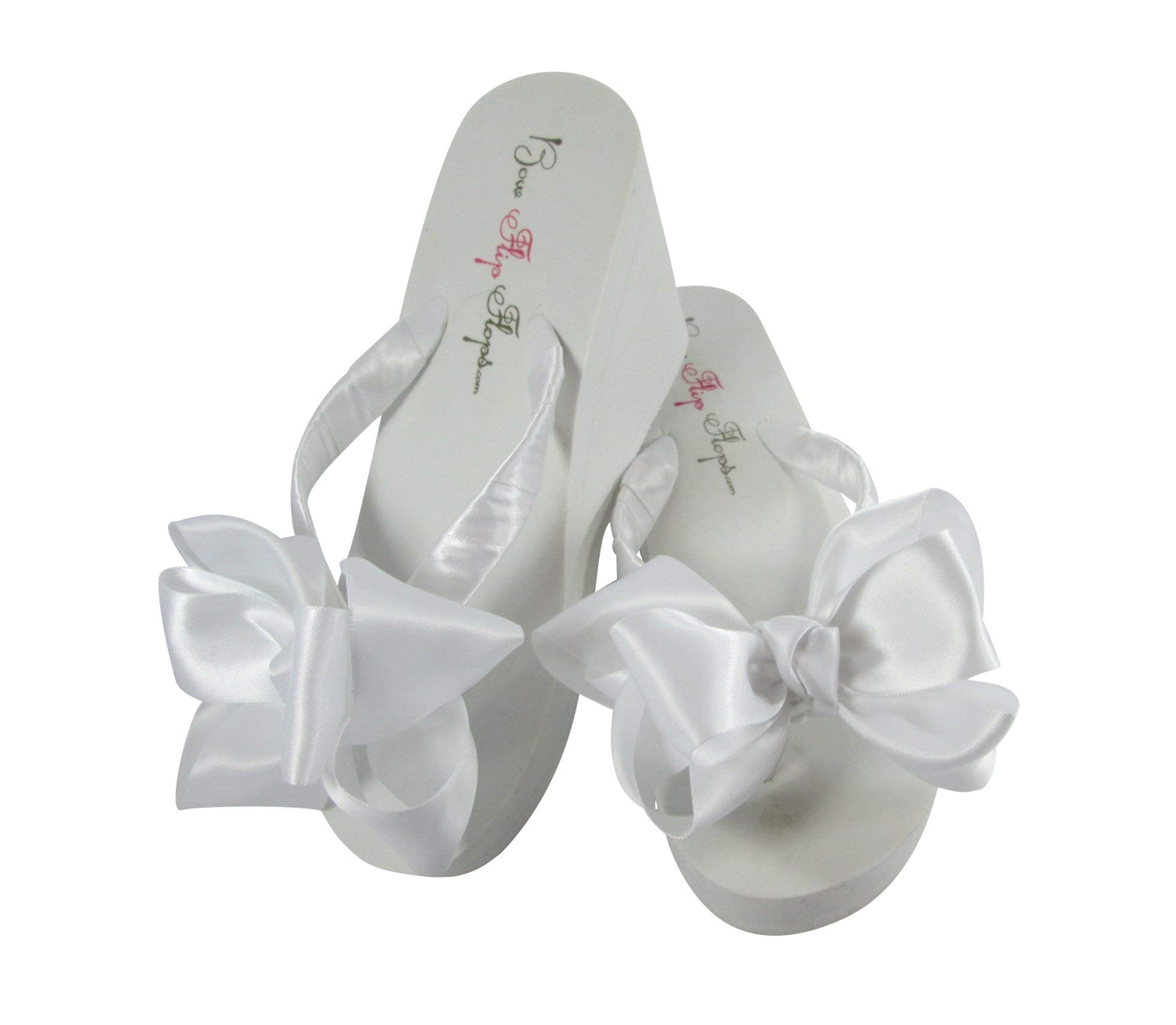 Satin Bow Wedding Bridal Flip Flops - custom colors and sizes