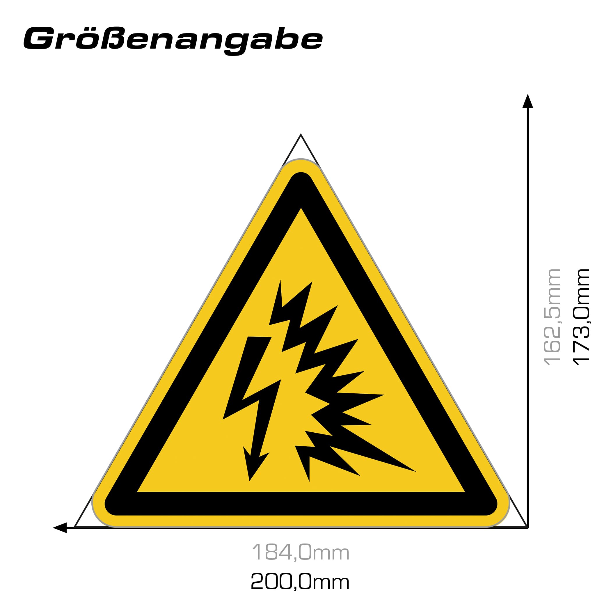 Señal de advertencia de arco eléctrico según DIN EN ISO 7010 ASR A1.3 W042 – Adhesivo de seguridad eléctrico para distribuidor de máquinas LTI035 (100, 200 mm)