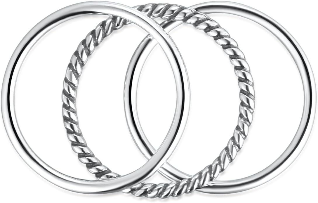 925 Sterling Silver Knuckle Rings for Women Minimalist Thin Stacking Rings Set 3PCS Midi Pinky Ring Size 2.5-8.5 - Image 9