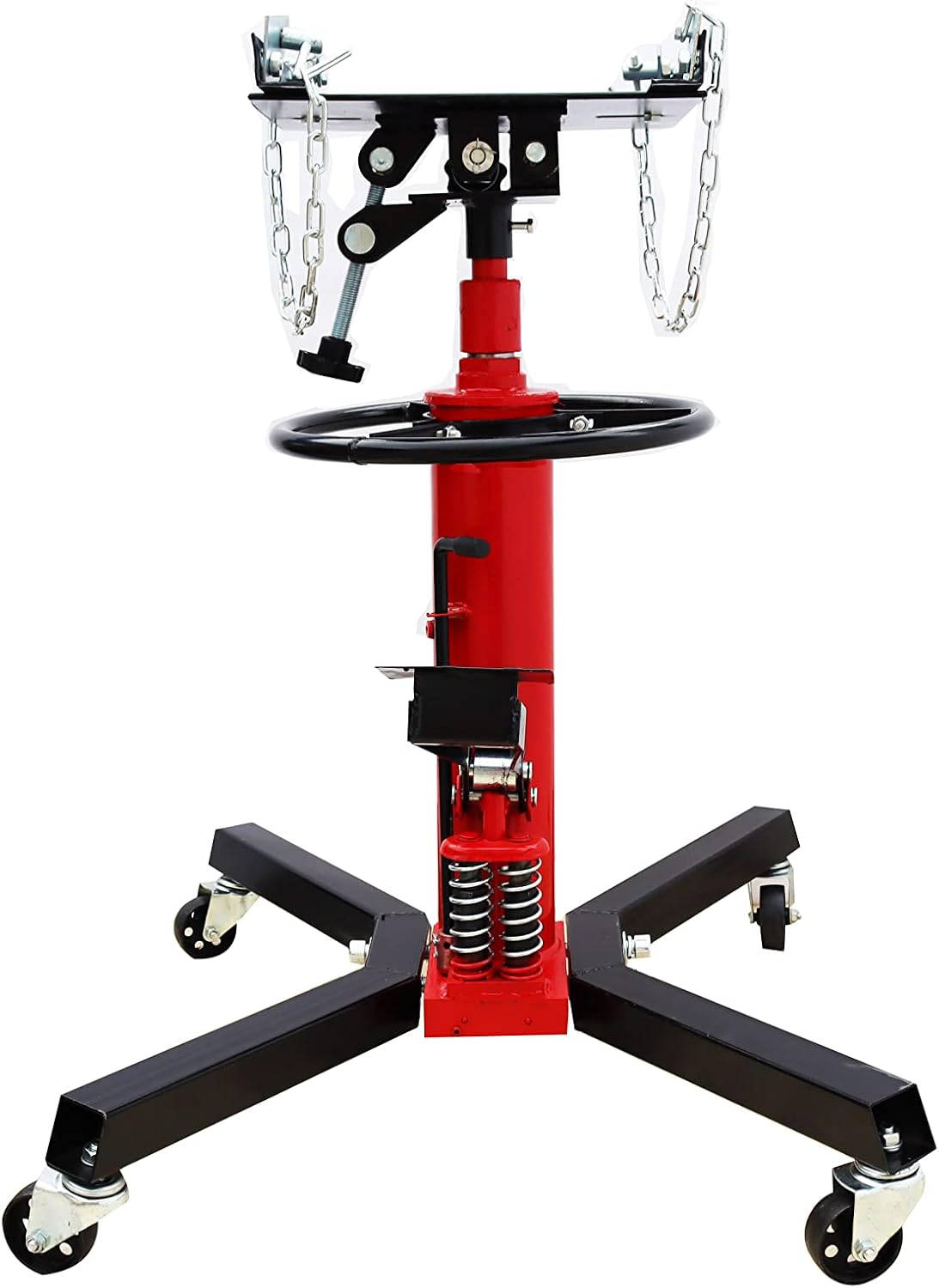 INTSUPERMAI 2 Stage Hydraulic Transmission Jack Tool with 360°Rotary Wheels Telescopic Transmission Jack Double Pump 1300lbs (0.6T)