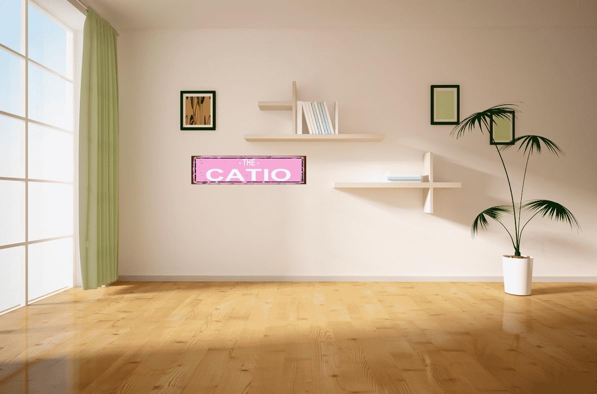 THE CATIO Sign Funny Street Sign Novelty Sign for Door Name Plate Plaque Home Patio Garden Bar Farm House Garage Wall Decor Metal Tin Sign Pink 16 x 4 Inch image 4